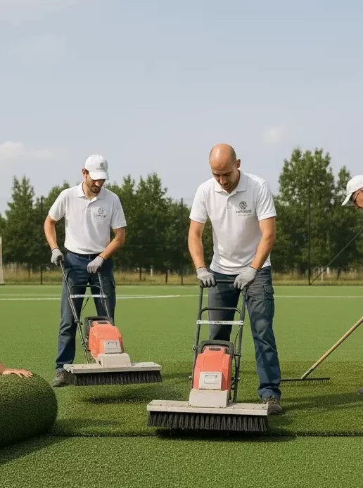 equipo valverde ecograss trabajando cesped artifial madrid y peninsula